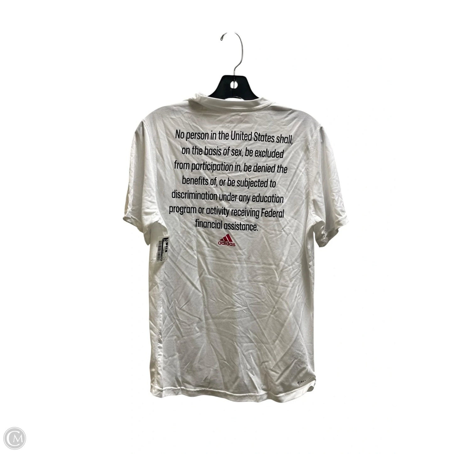 Athletic Top Short Sleeve By Adidas In White, Size: S