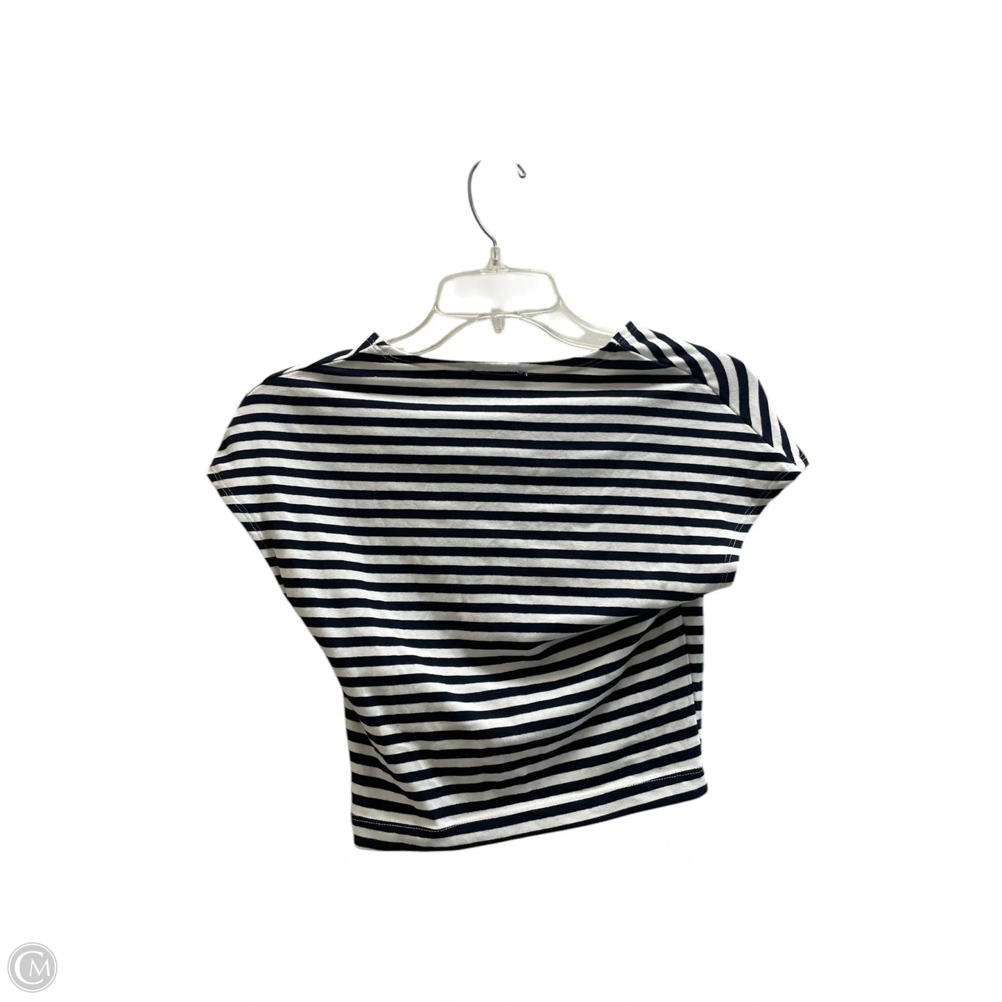 Top Short Sleeve By Zara In Striped Pattern, Size: L