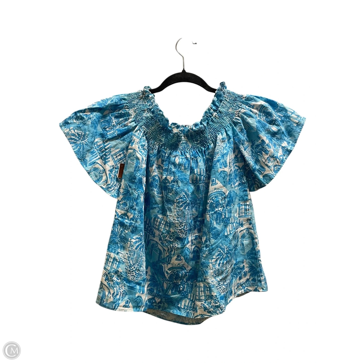 Top Short Sleeve Designer By Lilly Pulitzer In Blue, Size: S