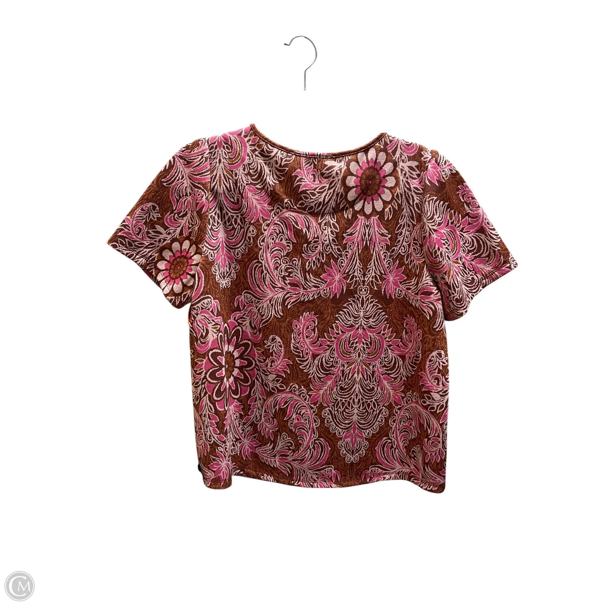 Top Short Sleeve By Anthropologie In Pink, Size: L
