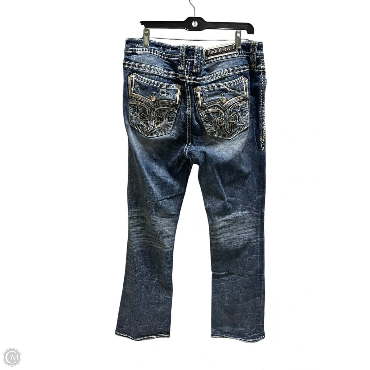 Jeans Boot Cut By Rock Revival In Blue Denim, Size: 18