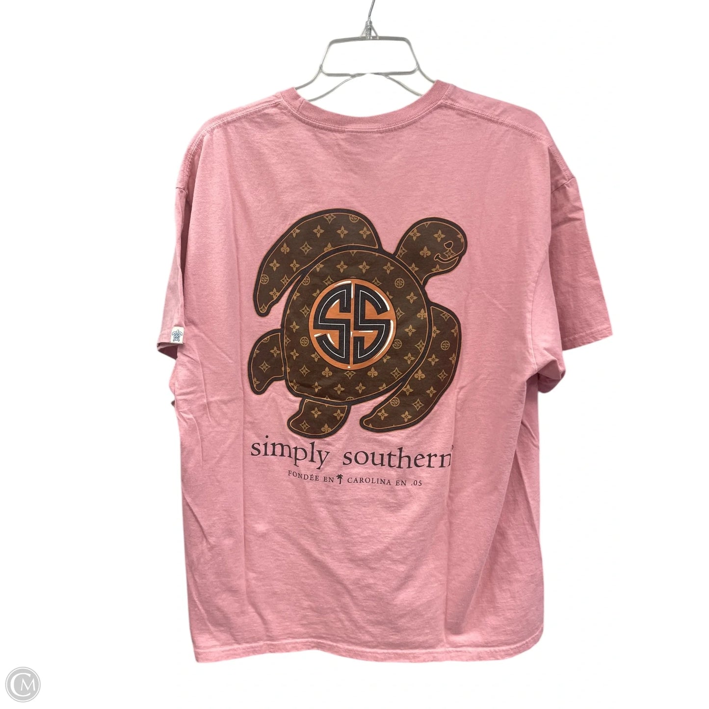 Top Short Sleeve By Simply Southern In Pink, Size: Xl