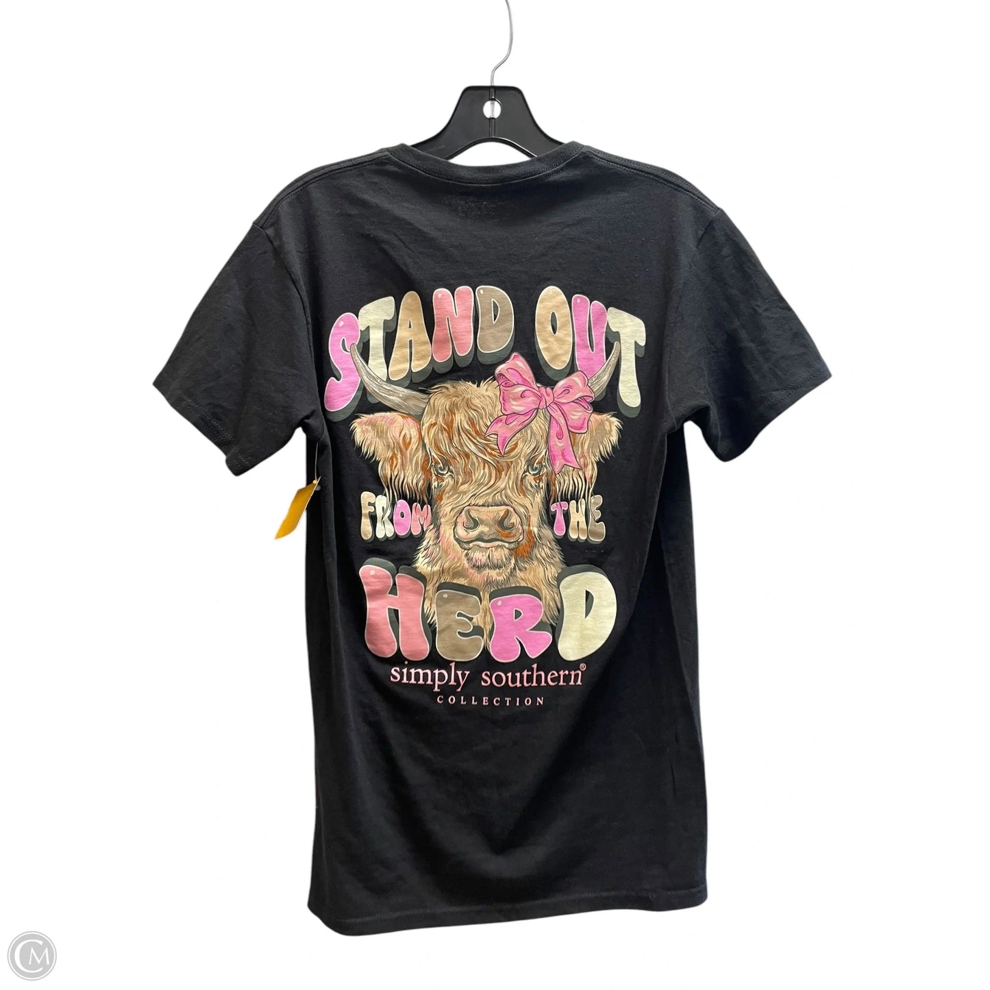 Top Short Sleeve By Simply Southern In Black, Size: S