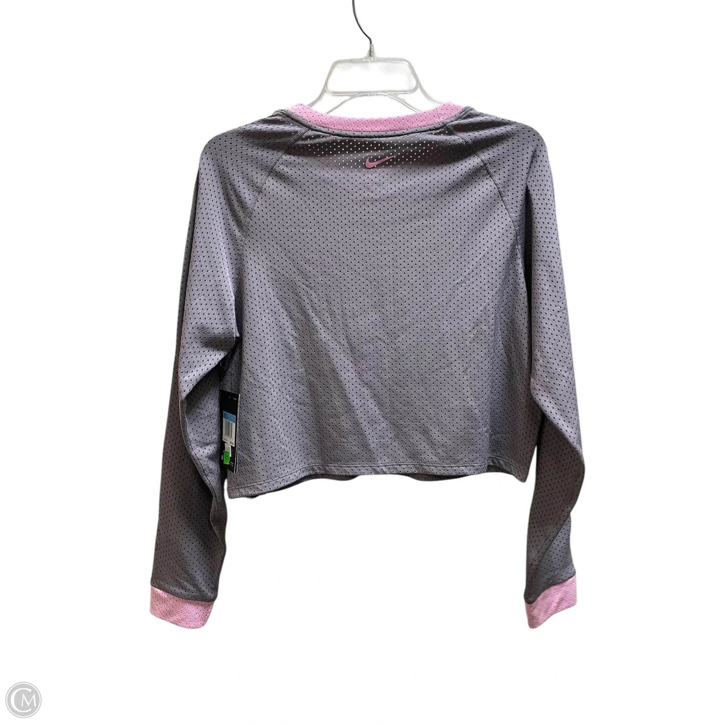 Athletic Top Long Sleeve Collar By Nike Apparel In Grey, Size: M