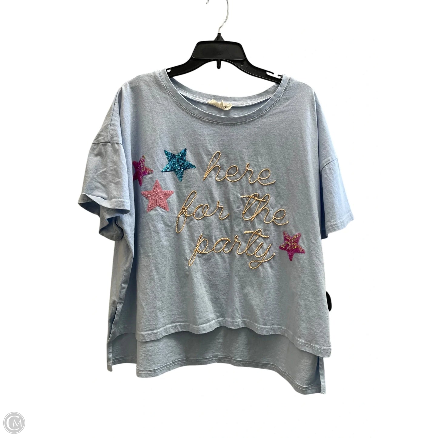 Top Short Sleeve By Peach Love Cream California In Blue, Size: L