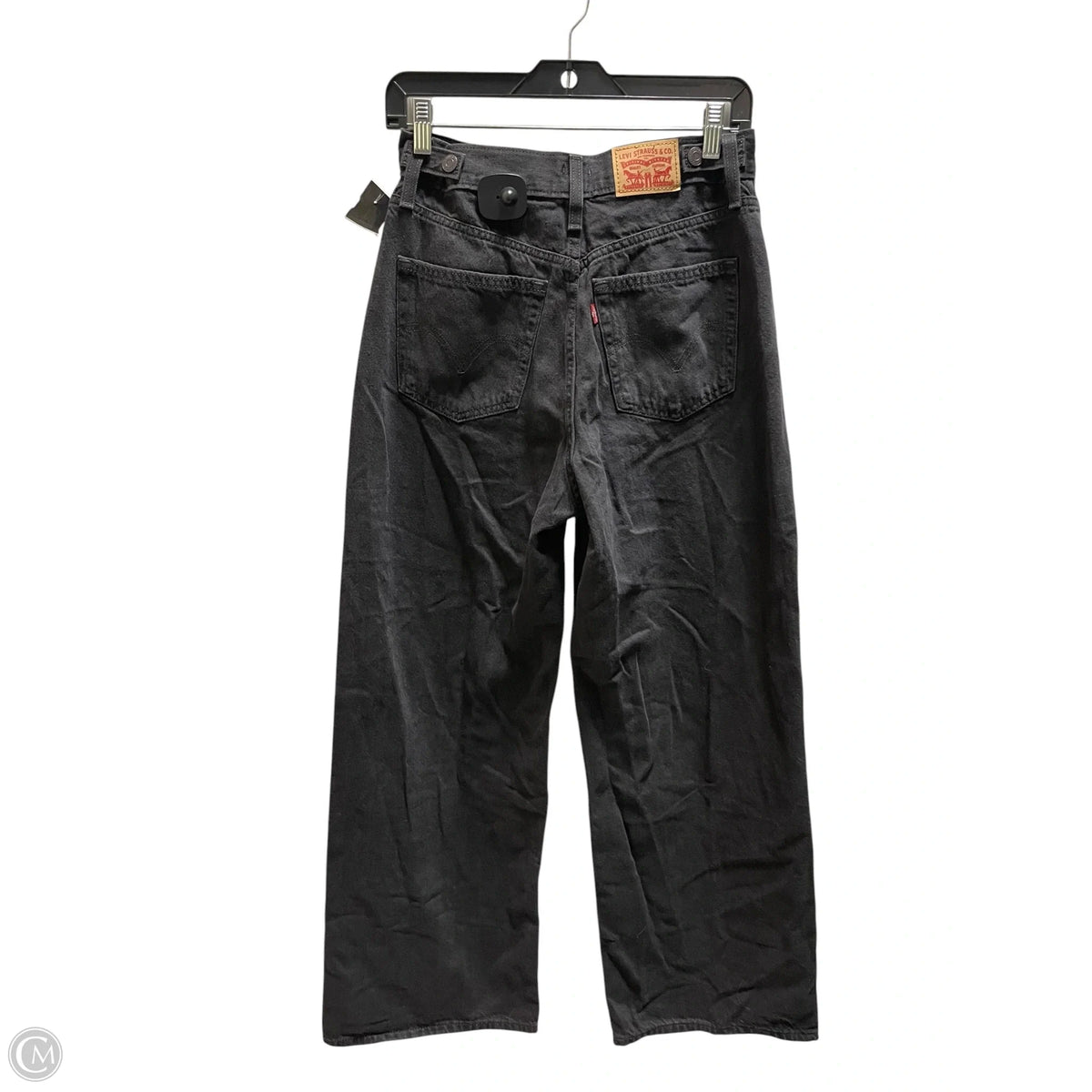 Jeans Straight By Levis In Black Denim, Size: 28