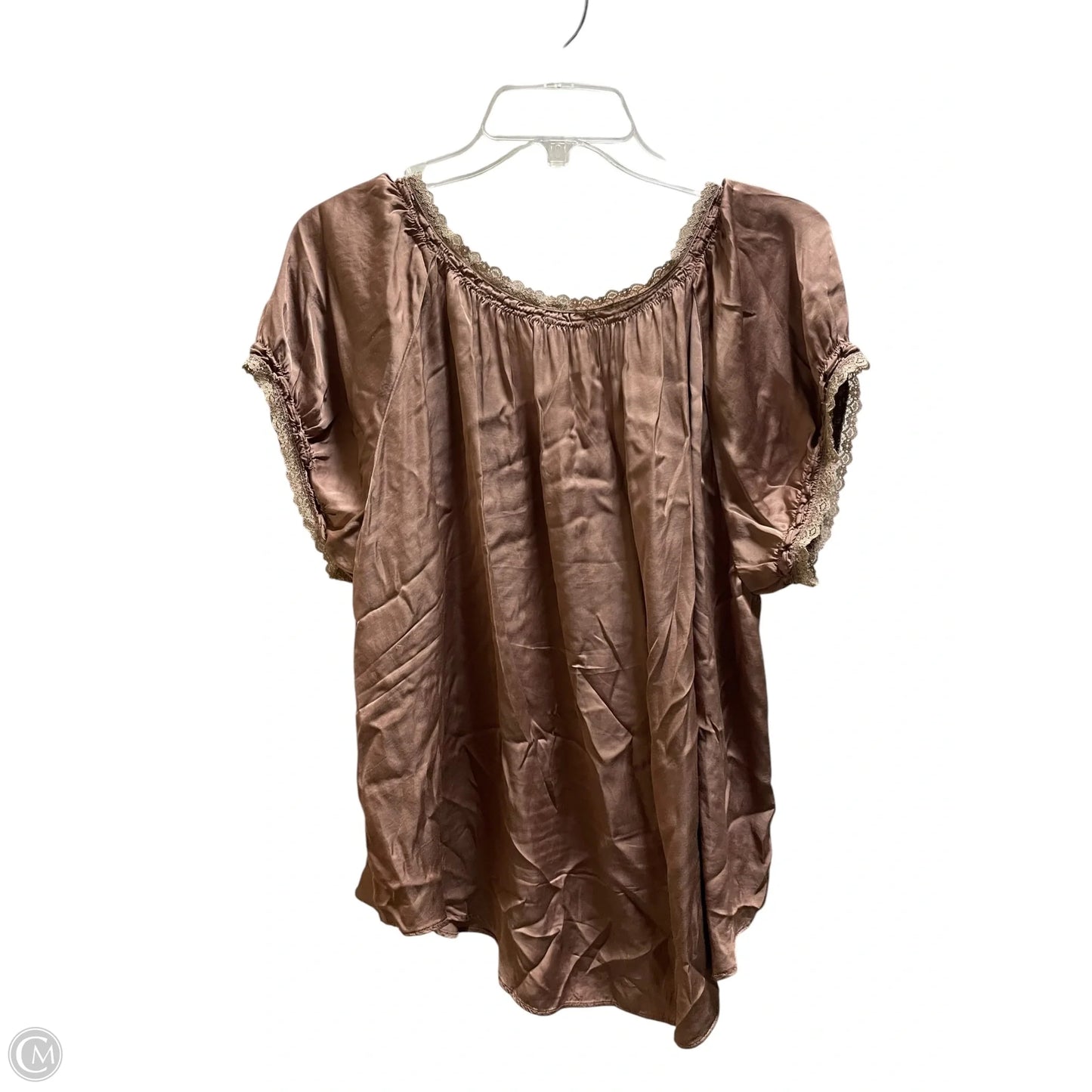 Top Short Sleeve By Anthropologie In Brown, Size: Xl
