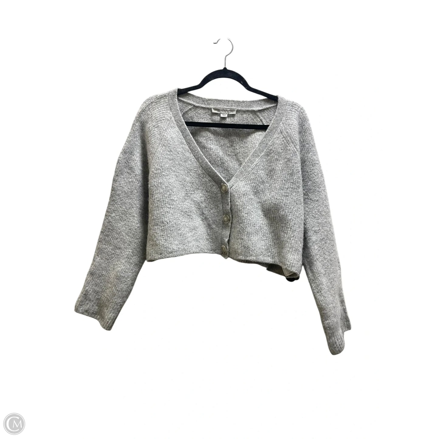 Sweater Cardigan Designer By All Saints In Grey, Size: S
