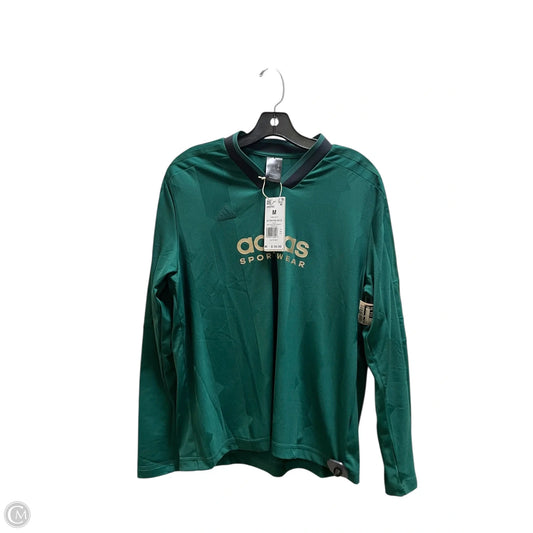 Athletic Top Long Sleeve Collar By Adidas In Green, Size: M