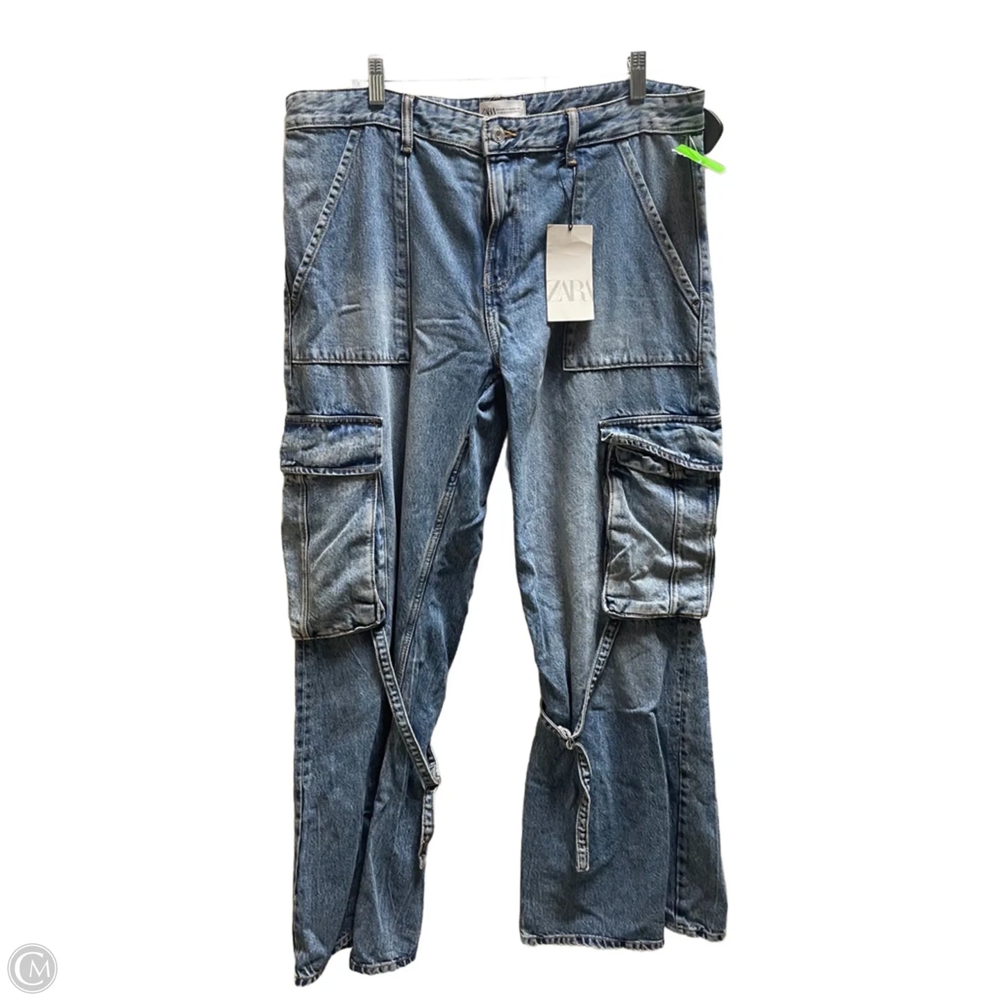 Jeans Wide Leg By Zara In Blue Denim, Size: 14