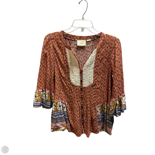 Top Long Sleeve By Maeve In Orange, Size: 4