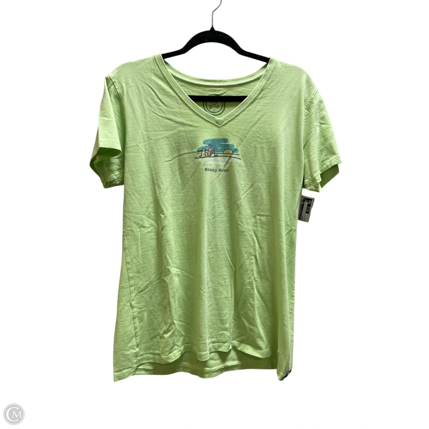 Top Short Sleeve By Life Is Good In Green, Size: L