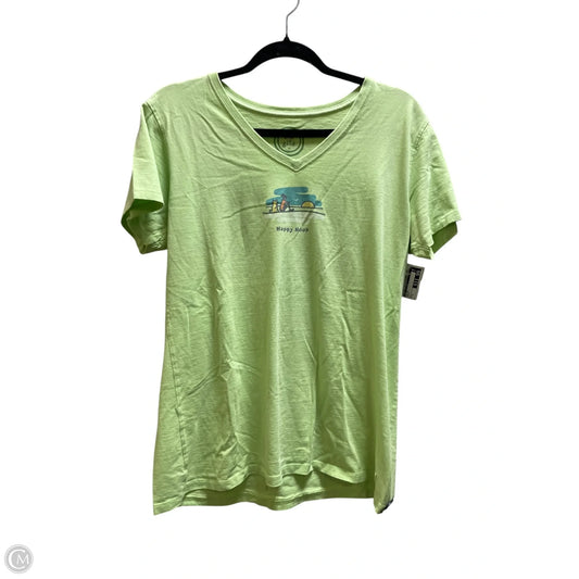 Top Short Sleeve By Life Is Good In Green, Size: L