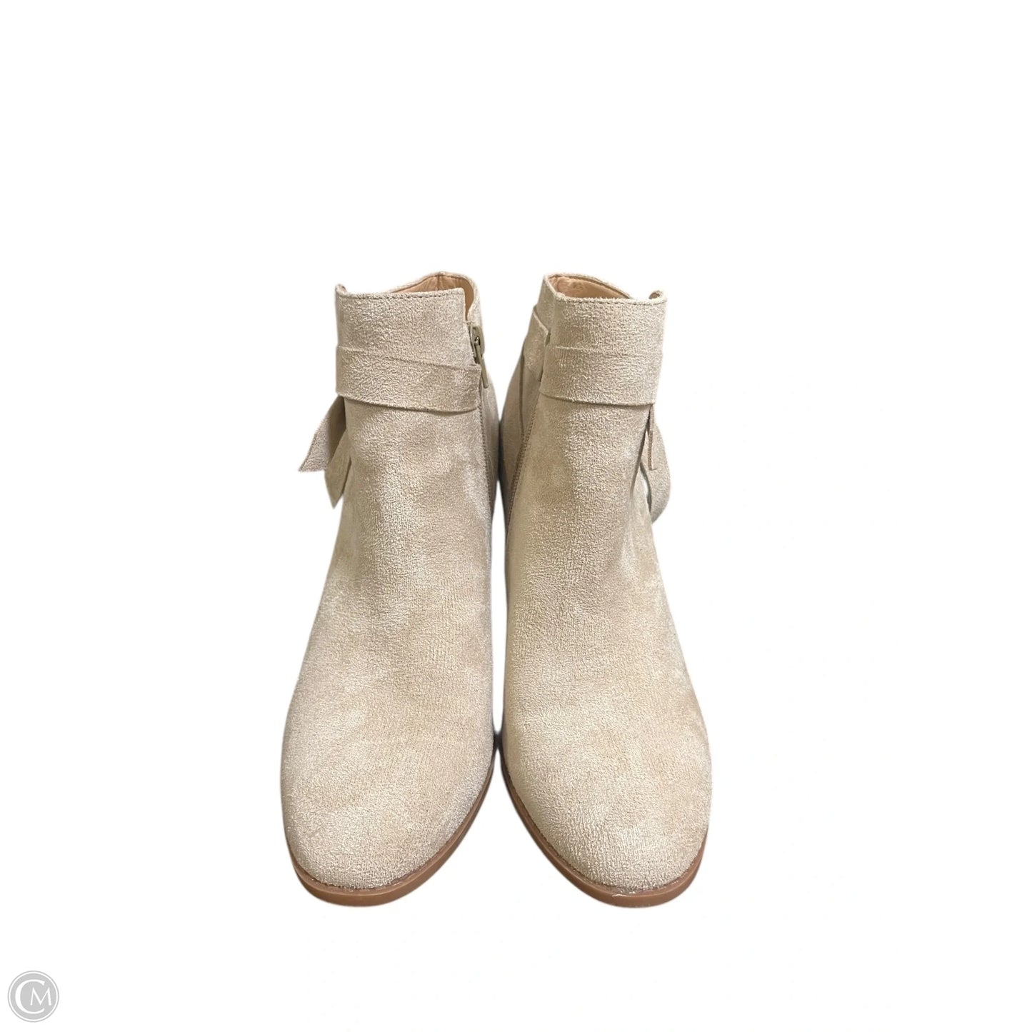 Boots Ankle Heels By Clothes Mentor In Cream, Size: 9.5