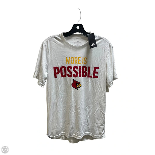 Athletic Top Short Sleeve By Adidas In White, Size: S