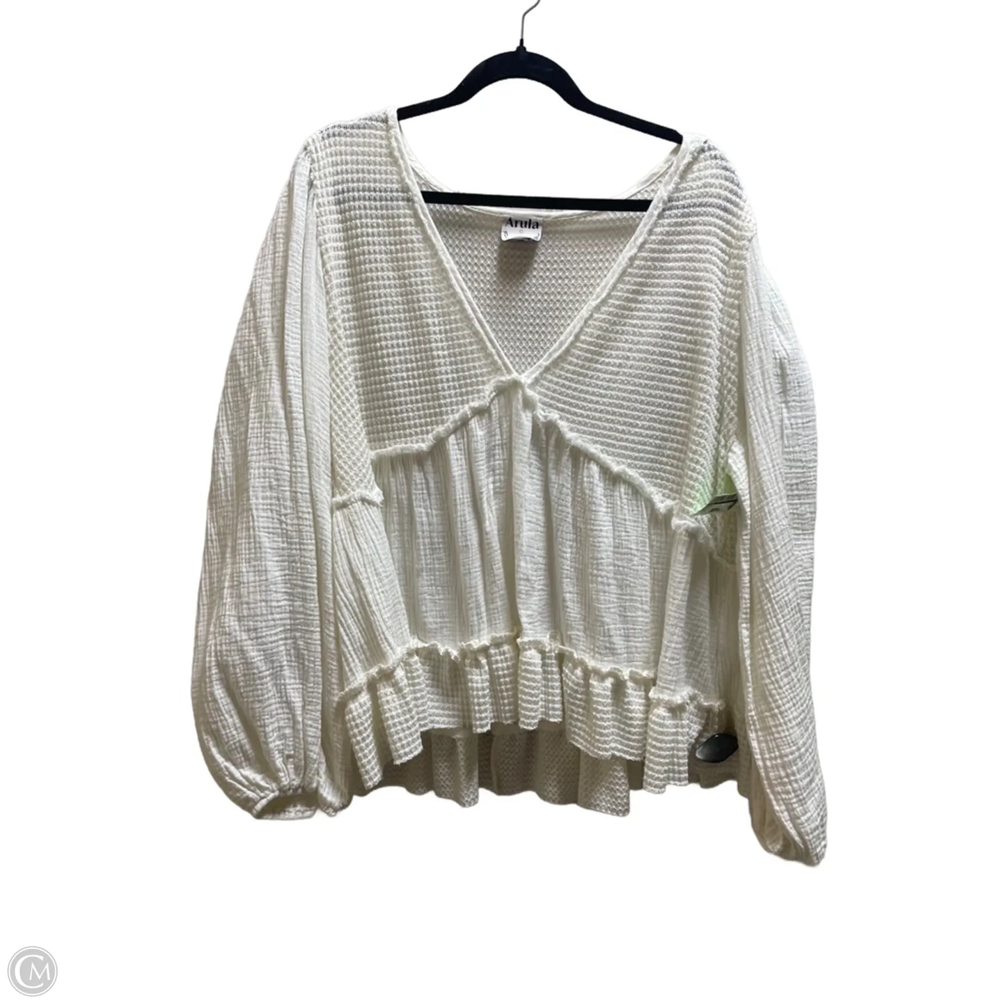 Top Long Sleeve By Arula In White, Size: 3x