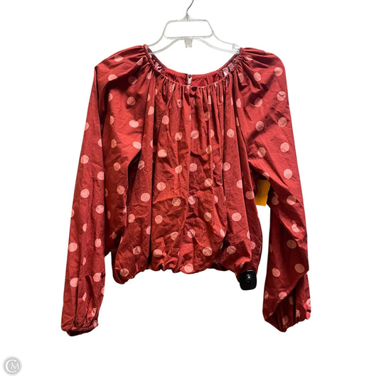 Top Long Sleeve By Maeve In Polkadot Pattern, Size: L