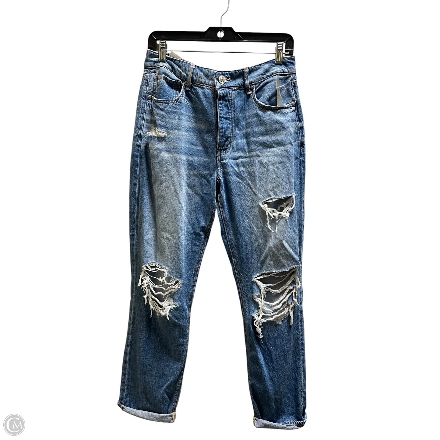 Jeans Straight By American Eagle In Blue Denim, Size: 8