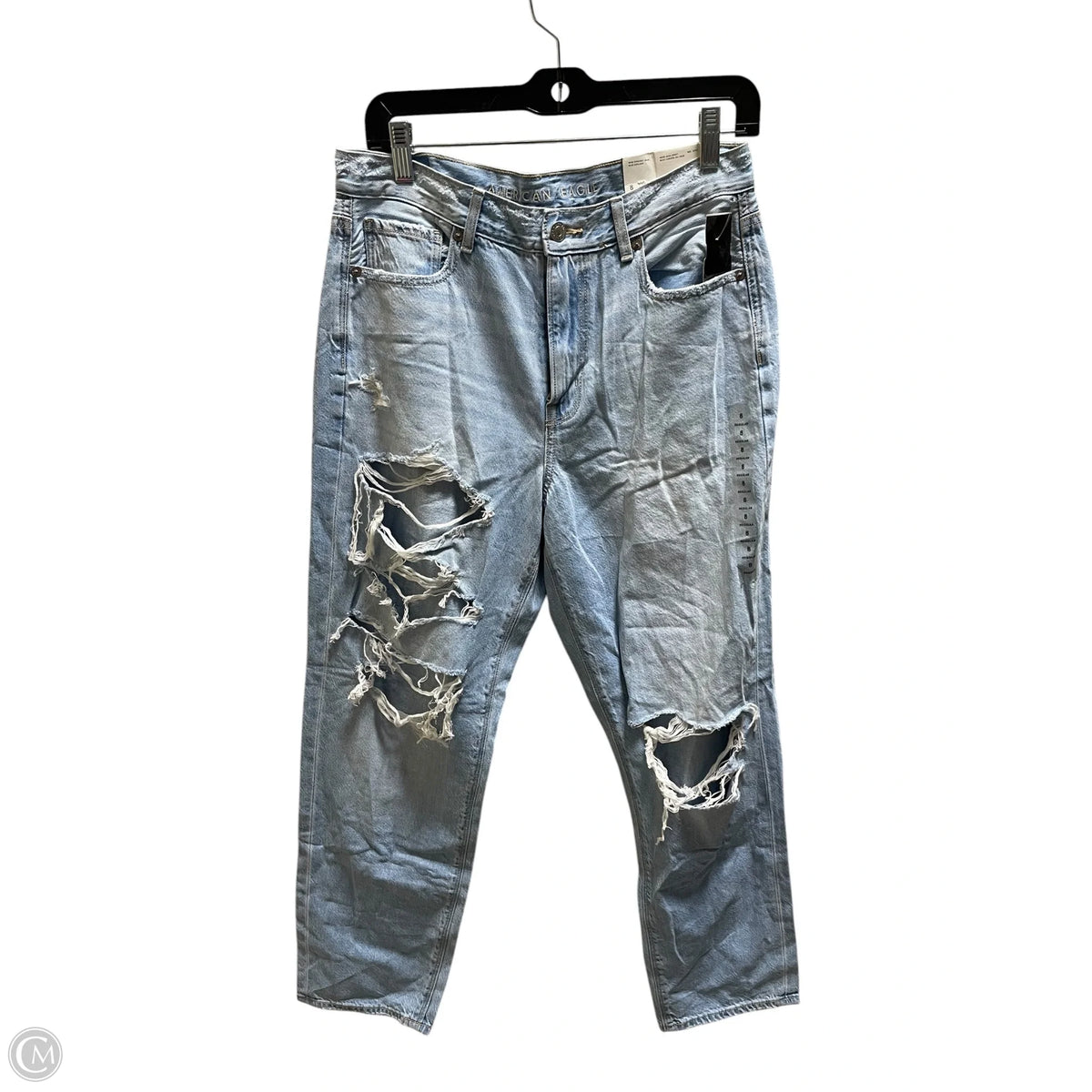 Jeans Straight By American Eagle In Blue Denim, Size: 8
