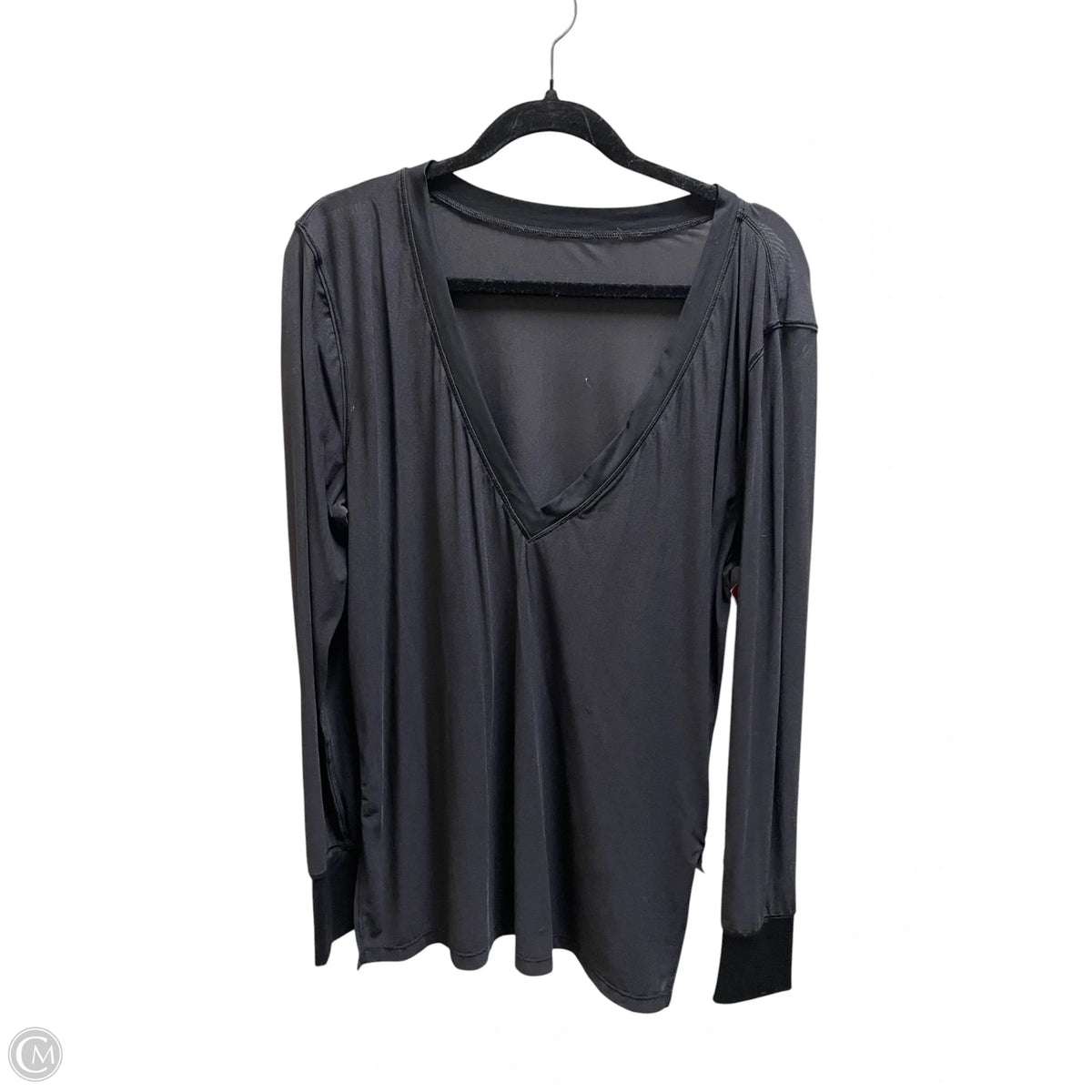 Athletic Top Long Sleeve Collar By Lululemon In Black, Size: S