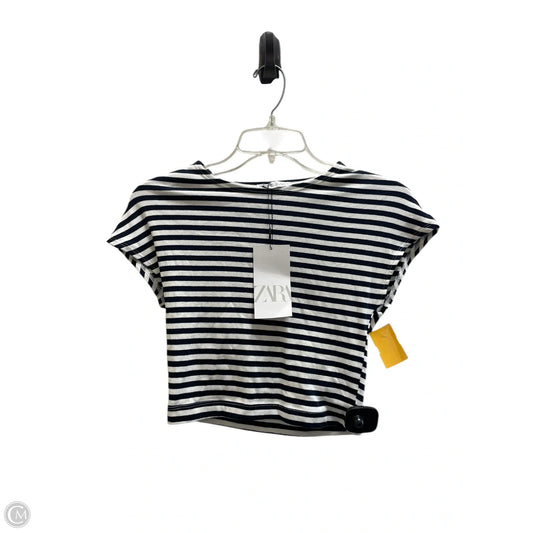 Top Short Sleeve By Zara In Striped Pattern, Size: L