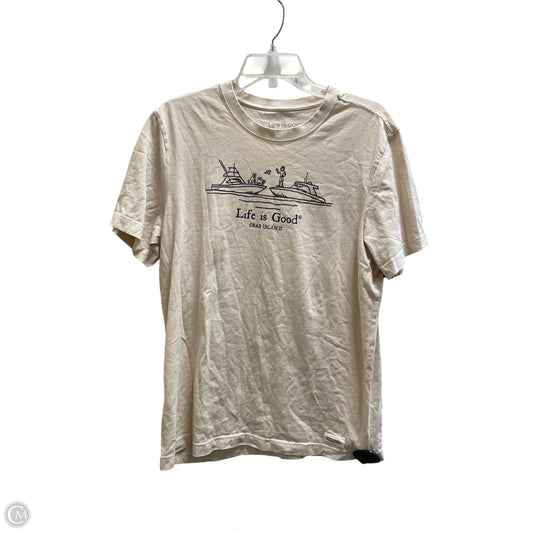 Top Short Sleeve By Life Is Good In Tan, Size: M