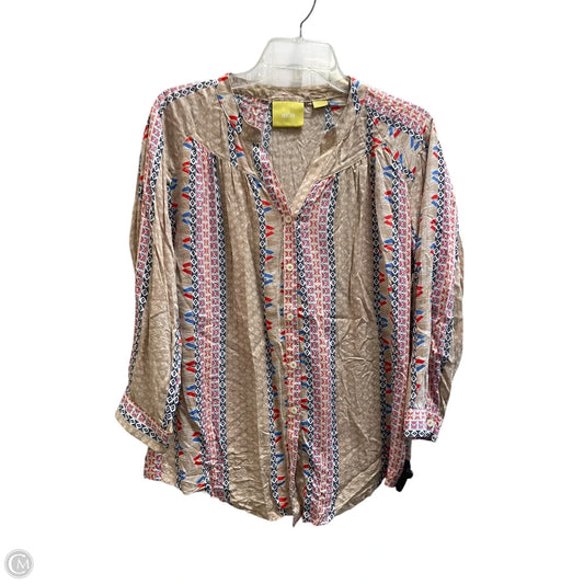 Top Long Sleeve By Maeve In Tan, Size: M