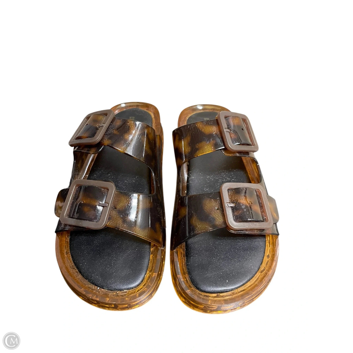 Sandals Flats By Cushionaire In Tortoise Shell Print, Size: 10