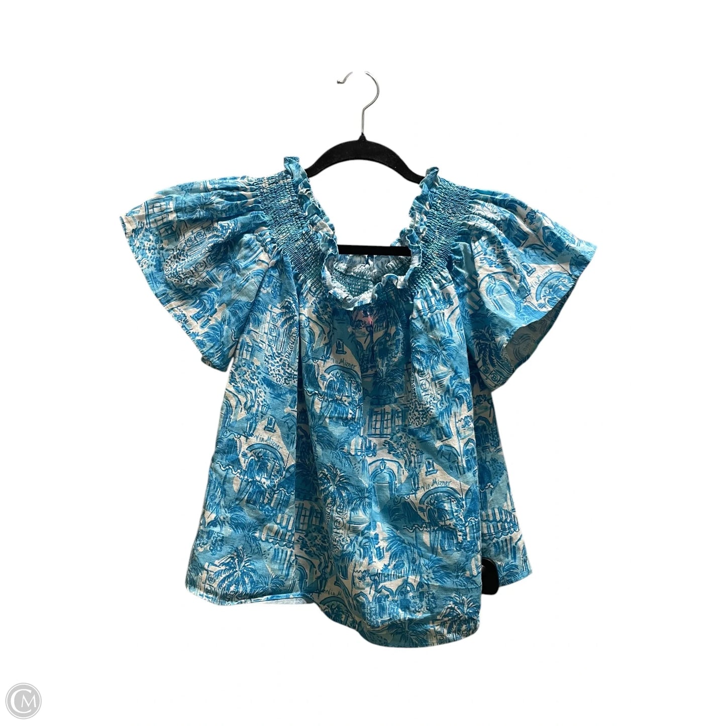 Top Short Sleeve Designer By Lilly Pulitzer In Blue, Size: S