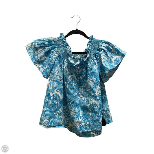 Top Short Sleeve Designer By Lilly Pulitzer In Blue, Size: S