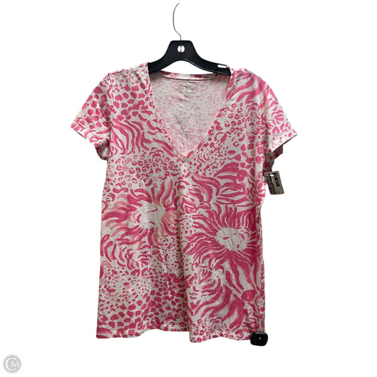 Top Short Sleeve Designer By Lilly Pulitzer In Pink, Size: L