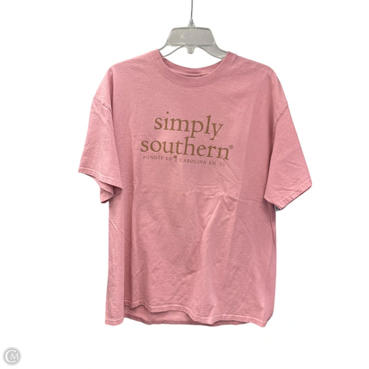 Top Short Sleeve By Simply Southern In Pink, Size: Xl