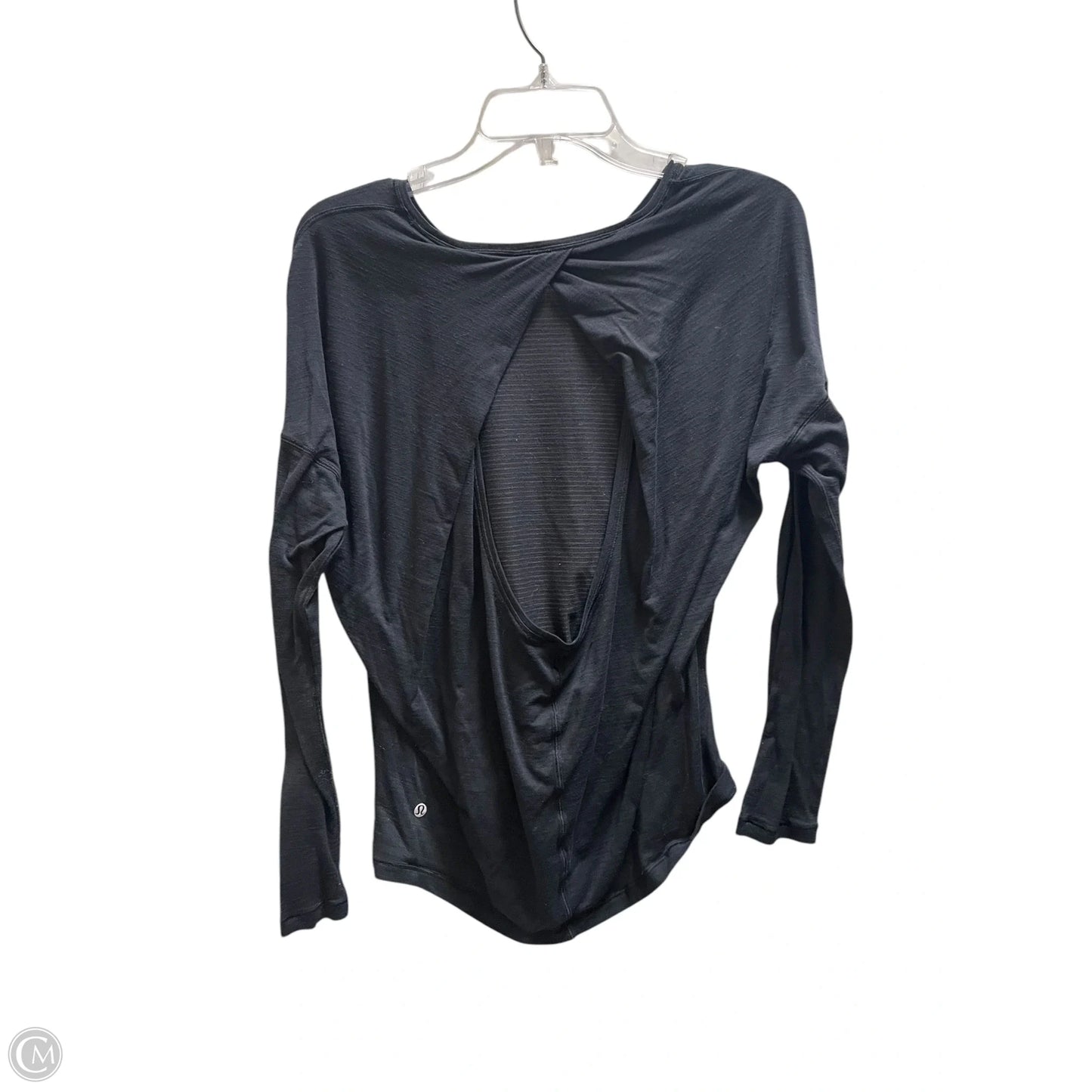 Athletic Top Long Sleeve Collar By Lululemon In Black, Size: 4