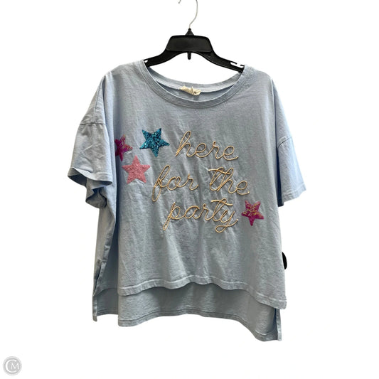 Top Short Sleeve By Peach Love Cream California In Blue, Size: L