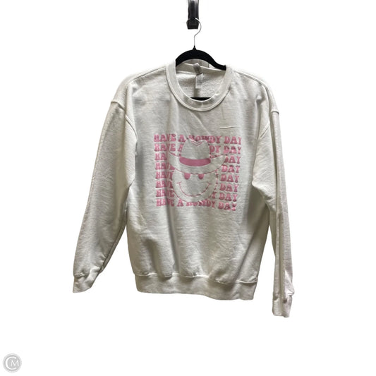 Sweatshirt Crewneck By Clothes Mentor In White, Size: M