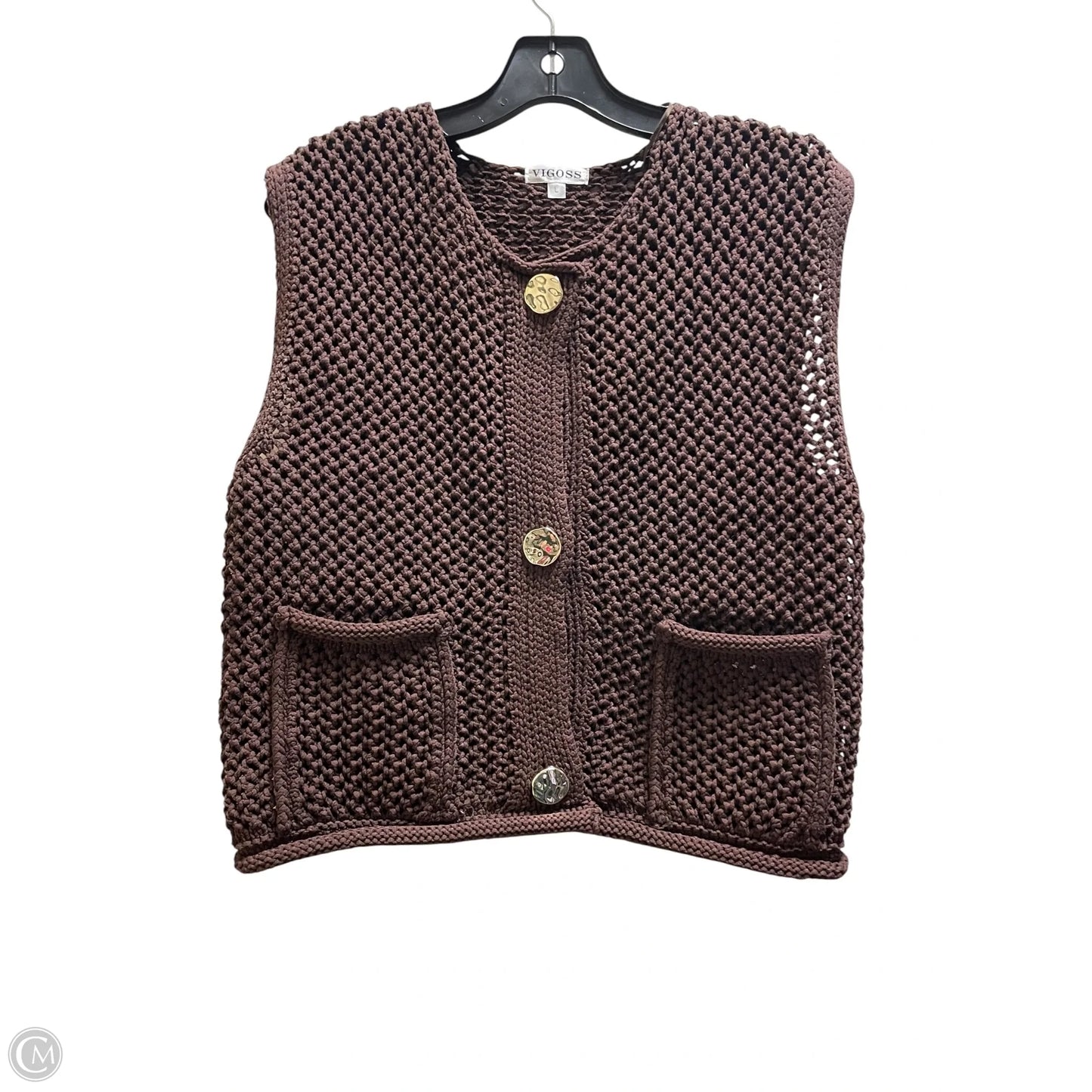 Top Sleeveless By Vigoss In Brown, Size: L