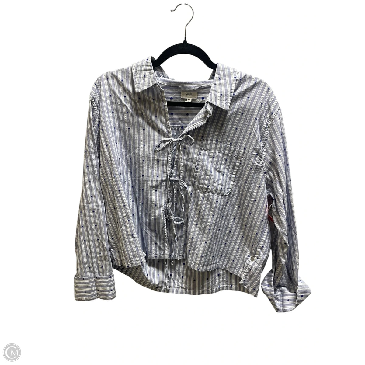Top Long Sleeve By Aerie In Striped Pattern, Size: M