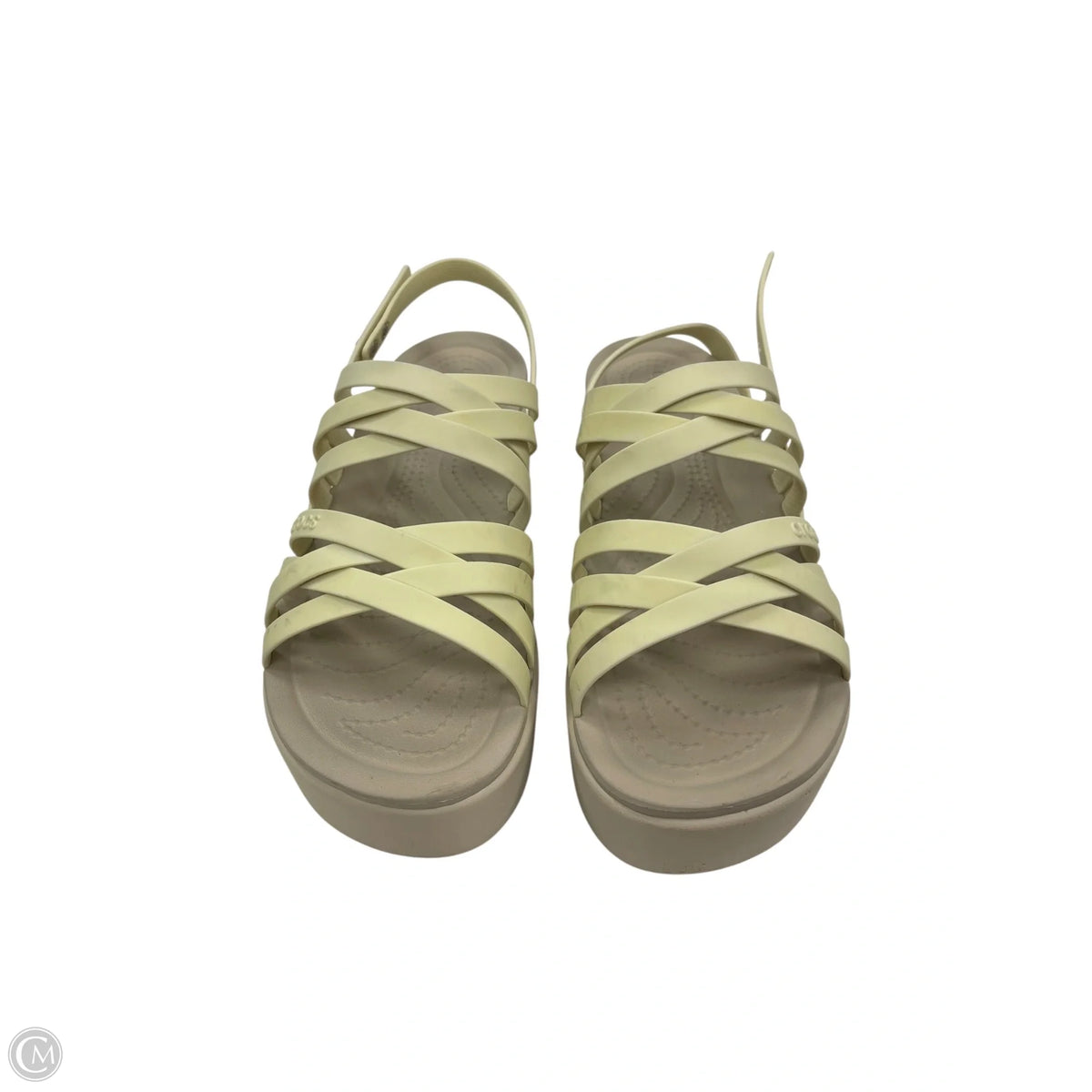 Sandals Heels Platform By Crocs In Tan, Size: 9
