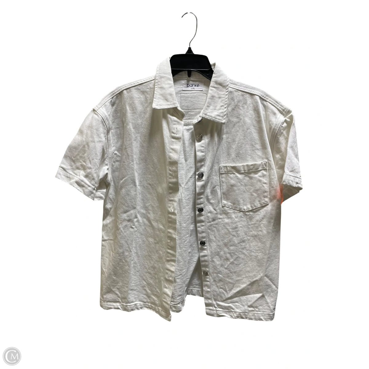 Top Short Sleeve By Cma In White Denim, Size: L
