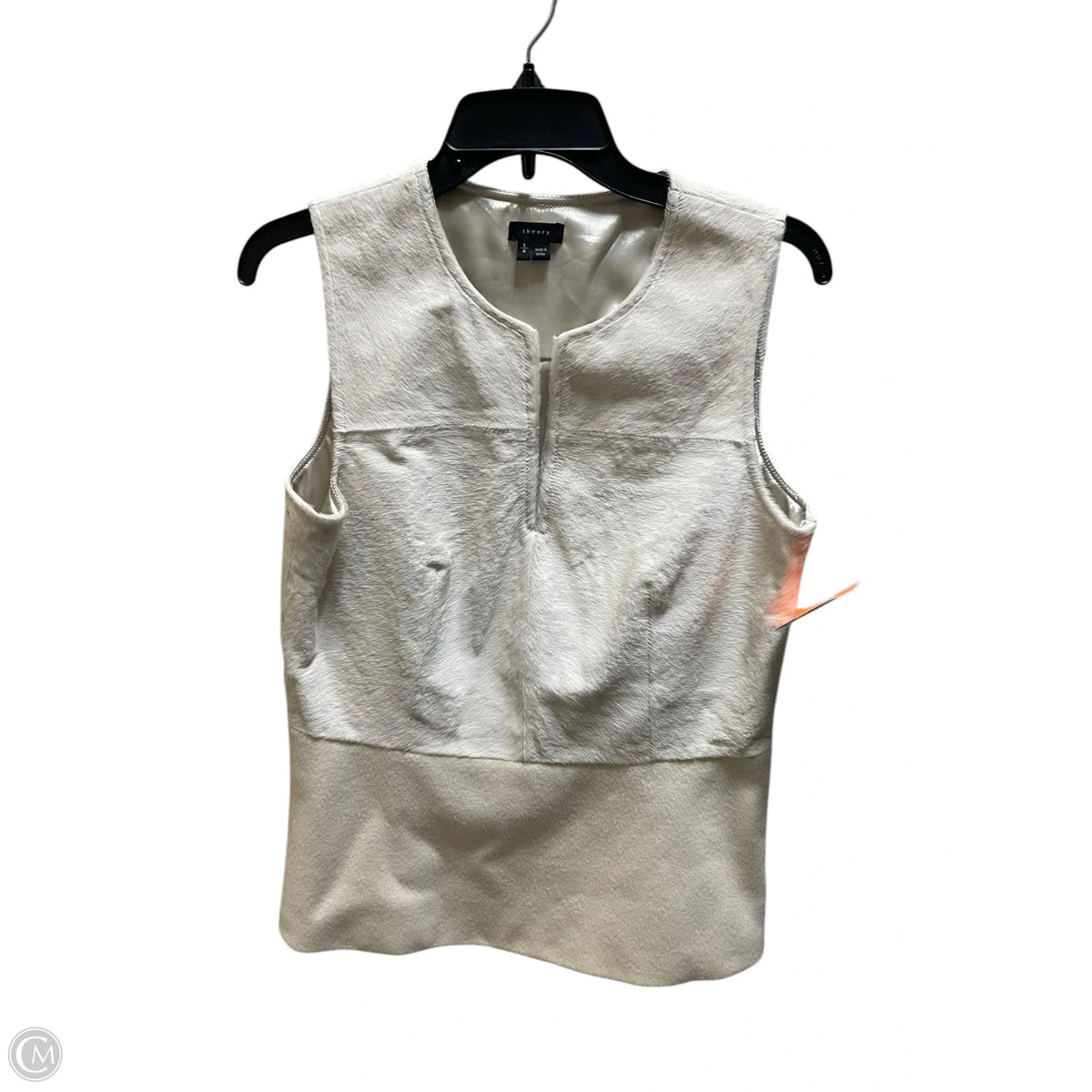 Top Sleeveless By Theory In Cream, Size: L